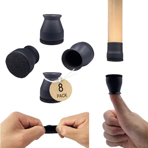Small Fit 15/16”to 1 7/32”Chair Leg Caps Floor Protectors Furniture Leg Feet Protective Cover, Chair Leg Protectors for Hardwood Floors, Silicone Furniture Pads with Felt, Slide No Scratches No Noise - color: 8pack-black, size: Small Fit: 15/16"~1 7/32"