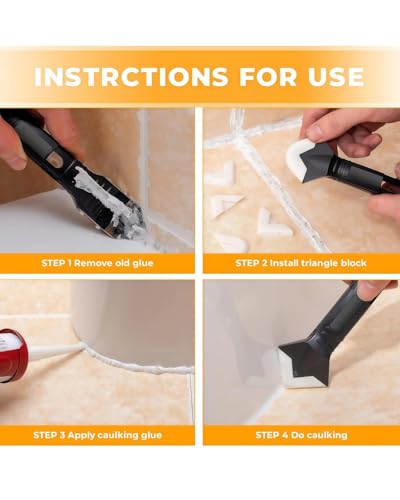Multi-Angle Caulking Scraper 3 in 1 Kit, Stainless Steel Caulk Removal Tool for Grout, Glass Glue, Sealant, Perfect for Kitchen, Bathroom, Window Frames, 3-Piece Scraping Tools Set - size: 3 IN 1