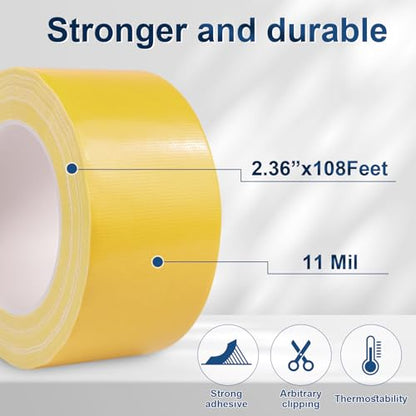 Yellow Duct Tape Heavy Duty, 2.36 Inch x 36 Yard Waterproof Strong Adhesive Duct Tape for Indoor Outdoor Repairs Tear by Hand, 1 Roll - color: Yellow