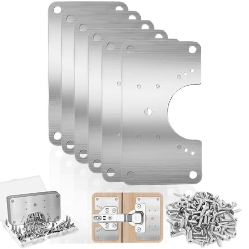 6 Pcs Cabinet Hinge Repair Plate, Hinge Repair Board, Cabinet Hinges Repair Brackets with Screws, Metal Hinges Repair Fixing Plates - size: Small