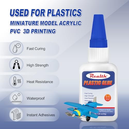 Super Glue for Plastic 30g, Plastic Glue Heavy Duty for 3D Printing Models, Car, ABS, PLA, PVC, DIY Kits, with Anti-Clog Cap - size: 30g, style: Plastic Glue