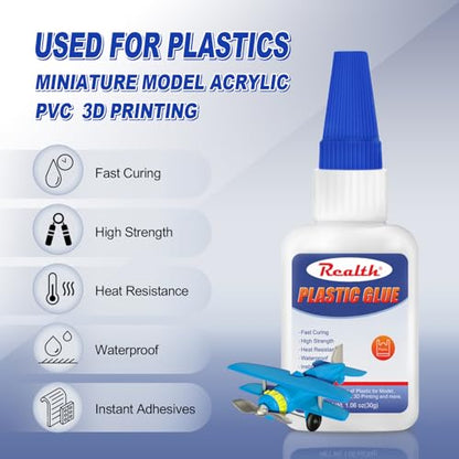 Super Glue for Plastic 30g, Plastic Glue Heavy Duty for 3D Printing Models, Car, ABS, PLA, PVC, DIY Kits, with Anti-Clog Cap - size: 30g, style: Plastic Glue