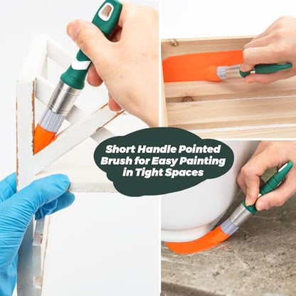 3pcs Trim Paint Brushes Set, 0.6", 0.7", 0.8" Small Paintbrush Synthetic Bristles, Long & Short Easy-Grip Rubber Handle, Trim Brushes for Painting Walls,Cabinets,Windows,Doors,Edges,Corners