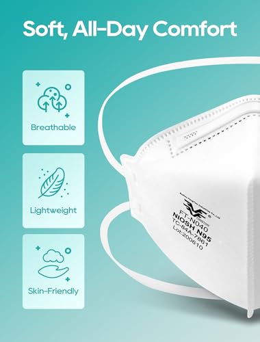 FOXFUN N95 Masks for Adults, 25 Pack NIOSH Approved Particulate Respirator, Universal Fit N95 Face Mask Comfortable