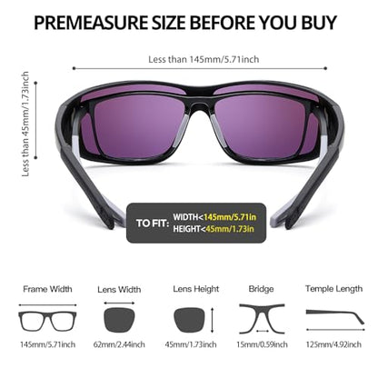 Myiaur Polarized Fit Over Glasses Sunglasses for Men Women, Trendy Wrap Around Sunglasses UV Protection for Driving (2 Pack) - color: A12(2 Pack) Black+bright Black/Green Lens