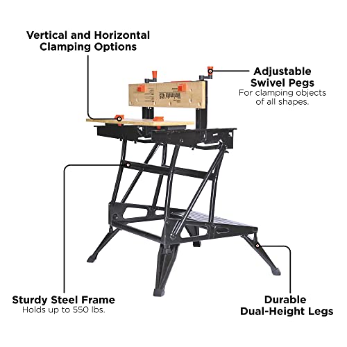 BLACK+DECKER Portable Workbench, Workmate Folding Workbench, 550 lb. Capacity with Clamps for Woodworking (WM425-A) - style: 550 lb capacity