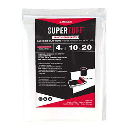 Trimaco SuperTuff 4 mil Plastic Dropcloth, 10-feet x 20-feet - size: 10-feet x 20-feet, style: 4 mil