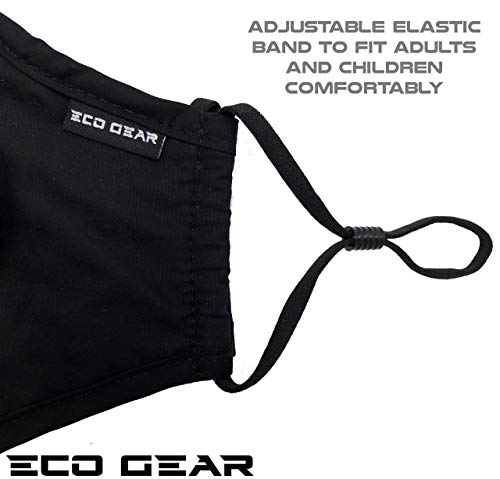 ECO-GEAR Anti Pollution Face Mask Particulate Respirator| Mask for Dust, Exhaust Gas, Smoke, Smog, Pollen and Fumes | Unisex Military Grade Washable Mouth Mask - color: Black