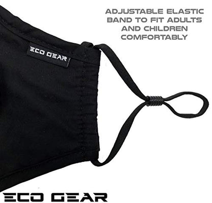 ECO-GEAR Anti Pollution Face Mask Particulate Respirator| Mask for Dust, Exhaust Gas, Smoke, Smog, Pollen and Fumes | Unisex Military Grade Washable Mouth Mask - color: Black