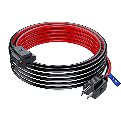 Maximm 25 Ft Black, White and Red Extension Cord, Heavy Duty 3-Prong Outdoor Power Cable, ETL Listed for Contractors - color: Black, White and Red, size: 25 Feet