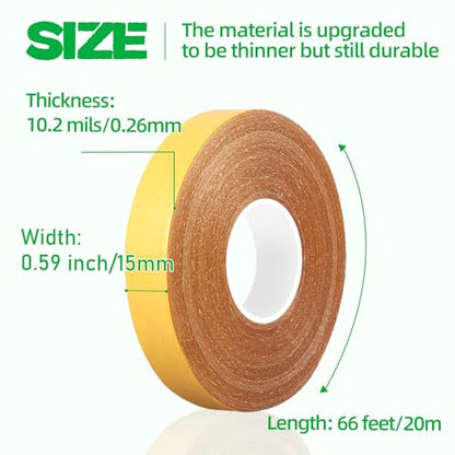 CHENYA Double Sided Tape Heavy Duty,0.59" X 66 Ft,Strong Carpet Tape with Fiberglass Mesh,Super Sticky Clear Two Sided Tape for Mounting Crafts,Carpet,Picture,Wallpaper,Balloon - size: 0.59" x 66FT