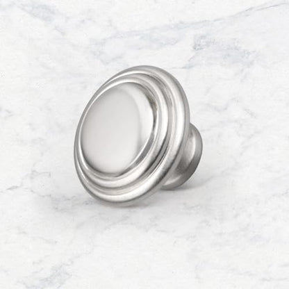 Gobrico 1-3/8" Round Cabinet Knobs Brushed Nickel Kitchen Door Knobs Bifold Handles for Wardrobe Bookcase Drawers 5 Pack - color: Satin Nickel