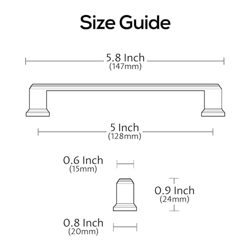 Alzassbg 10 Pack Brushed Gold Cabinet Pulls, 5 Inch(128mm) Hole Center Cabinet Handles Kitchen Pulls for Cabinets and Drawer AL3071MGP - color: Brushed Gold, size: 5" Hole Center