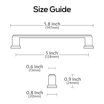 Alzassbg 10 Pack Brushed Gold Cabinet Pulls, 5 Inch(128mm) Hole Center Cabinet Handles Kitchen Pulls for Cabinets and Drawer AL3071MGP - color: Brushed Gold, size: 5" Hole Center