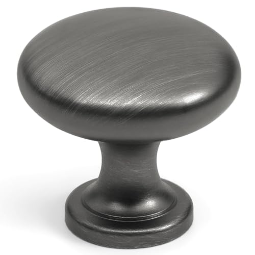 HESTIA HARDWARE 25 Pack | Antique Silver Round knobs for cabinets and Drawers | Brushed Zinc Kitchen knobs for cabinets, Drawer knobs, and Dresser knobs | Antique Pewter Cabinet pulls (Z5.25.B) - color: Antique Silver
