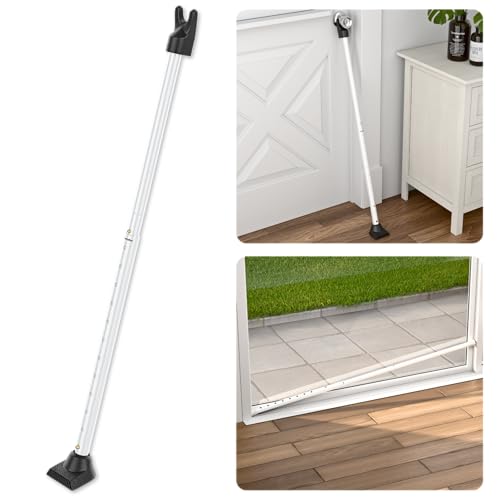 SECURITYMAN 3-in-1 Door Security Bar, Security Door Stoppers & Door Barricade – Heavy Duty Adjustable Iron Security Lock Bar for Home Defense, Apartment & Travel Safety (1 Pack - White) - color: White, size: 1 Pack