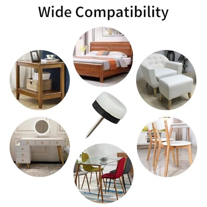 20pcs Nail on Furniture Glides 0.71 Inch (18mm) Diameter Double Thick Nylon White Chair Leg Floor Protectors Furniture Sliders Pads Table Foot Gliders for Hardwood Carpet and Tile Floors - size: 0.71 Inch (18mm)-White-20P