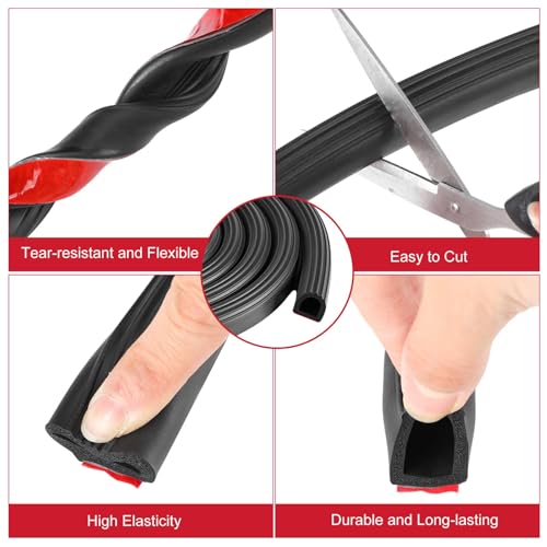 Pangda 13Ft D Shape Rubber Weather Stripping Foam Self-Adhesive EPDM Seal Strip for Noise Reduction Waterproof Dustproof for Cars Boats RVs Windows Doors (3/4" W x 3/4" H) - size: 13ft L, style: 3/4" W X 3/4" H