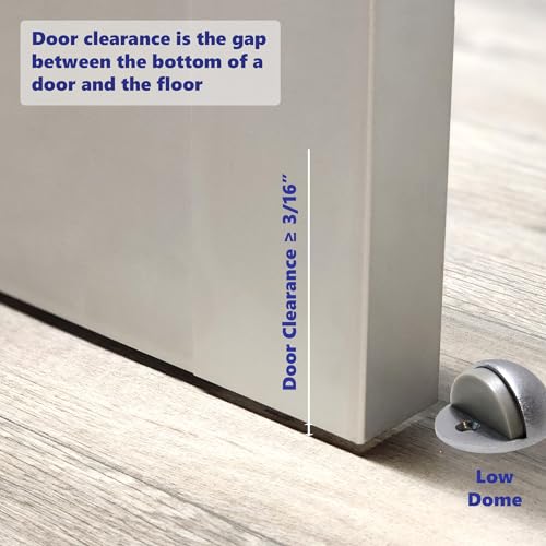 Commercial Residential Dome Floor Stop Door Stop, Metal Alloy, Floor Mount Door Stopper, Door and Wall Protection, Satin Chrome & Matt Black Finishes (Chrome, Low) - size: Low
