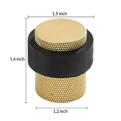 1-1/2 Inch Long Heavy Duty Cylindrical Floor Mounted Brass Door Stopper Holder Protects Doors, 1 Pack, Brushed Brass - color: Brushed Brass