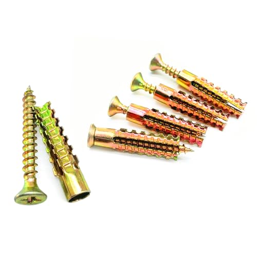 50 Pack Heavy Duty Hollow Wall Anchors with Screws, Loose Hinge Hole Repair Kits, Ideal for Hinge Hole Repair and Concrete Wall, Hollow-Wall, Wooden Wall (6x32mm) - size: 50 Pack