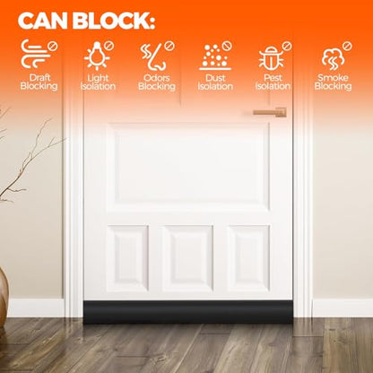 Holikme Door Draft Stopper 2×37inch, Black - color: Black, size: 74 inch