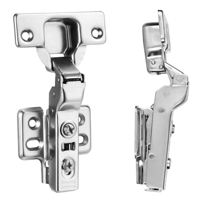 4pcs Half Overlay Cabinet Hinge Frameless Concealed Door Hinges European Soft Closing Four-Hole Mounting Plate Hinges Nickel Plated Finish - color: Half Overlay, size: 2 Pairs