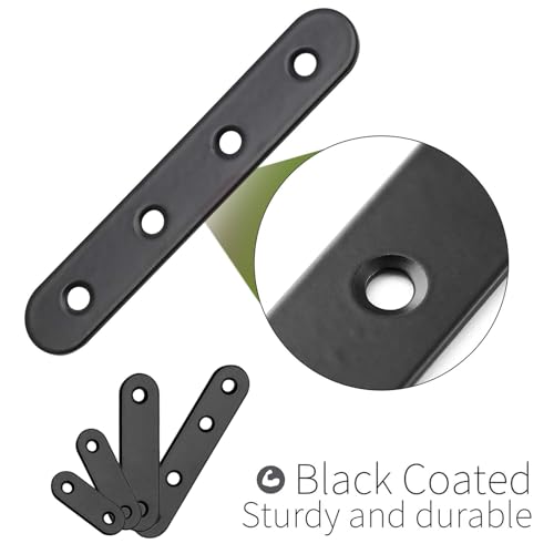 Jiozermi 30 Sets Flat Plate Straight Bracket Flat Metal Brace Bracket, 40mm/50mm/60mm/80mm Metal Brackets Mending Repair Plate Brace - size: Black，40mm/50mm/60mm/80mm，30Pcs