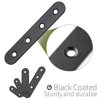 Jiozermi 30 Sets Flat Plate Straight Bracket Flat Metal Brace Bracket, 40mm/50mm/60mm/80mm Metal Brackets Mending Repair Plate Brace - size: Black，40mm/50mm/60mm/80mm，30Pcs