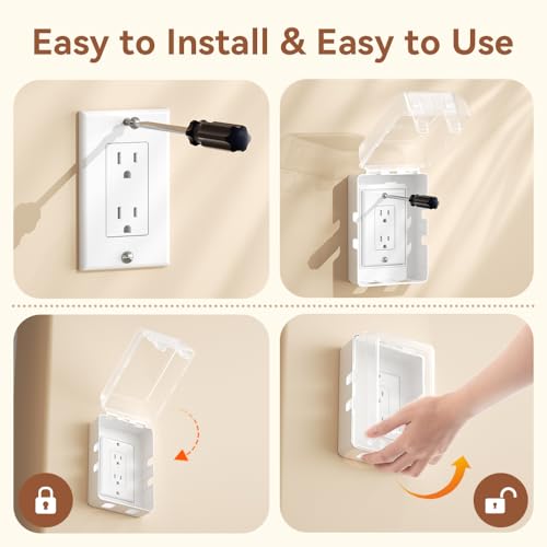 EUDEMON 1 Pack Updated Baby Safety Electrical Outlet Cover Box Childproof Plug Cover - More Space for Large Plugs Easy to Install & Use (Transparent) - color: Transparent