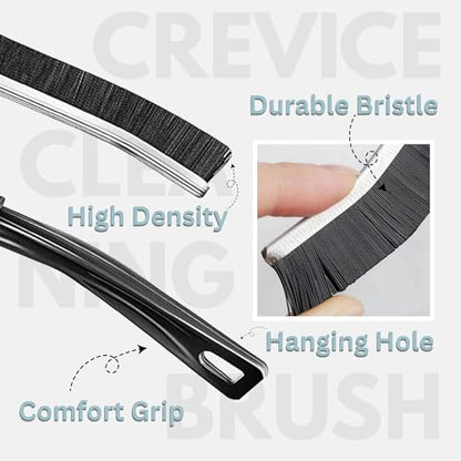 CrafTreat Hard Bristle Crevice Cleaning Brush – 6 Pack (Black) – Gap Scrub Brushes for Kitchen, Bathroom, Window Tracks, Grout, Car & Tight Spaces – Household Cleaning Tool