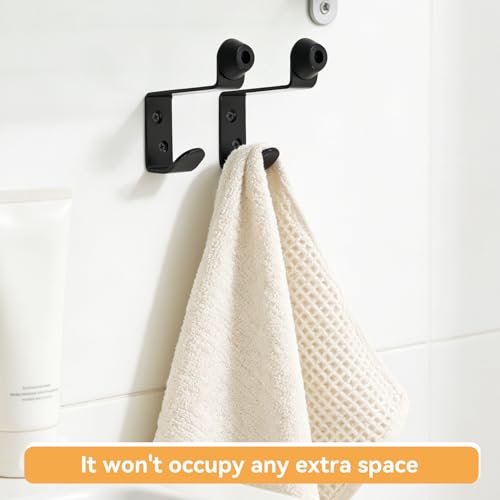 Door Stopper, Door Holder Door Stop Bumper with Hook Stainless Steel Toilet Partition Door Stop and Hook Door Stopper Stable Wall Mounted Door Coat for Home Office Black
