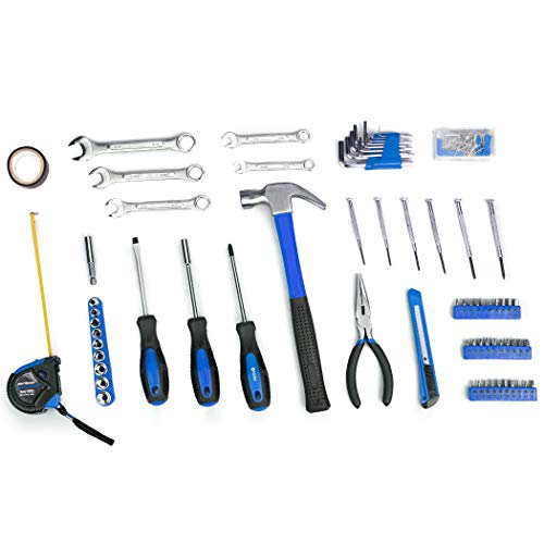 CARTMAN 148Piece Tool Set General Household Hand Tool Kit with Plastic Toolbox Storage Case Blue - color: Blue