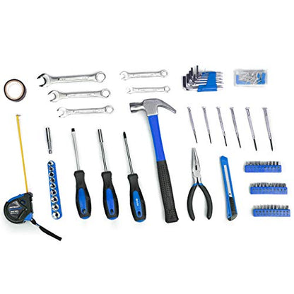 CARTMAN 148Piece Tool Set General Household Hand Tool Kit with Plastic Toolbox Storage Case Blue - color: Blue