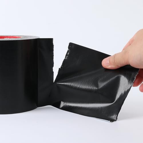Black Heavy-Duty Duct Tape Wide Roll Industrial Strength 4 inches x 55 Yards,9.1 Mil, Waterproof, Strong, Flexible, No Residue, UV Resistant for Indoor Outdoor Repairs Tear by Hand - size: 4IN X 55Yds