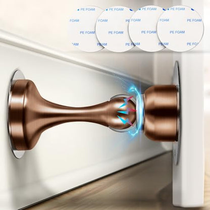 Door Stoppers Magnetic Door Catch, Stainless Steel Magnetic Door Stop 2 Pack, Double-Sided Adhesive Tape, No Drilling, Screws for Stronger Mount, Holder Your Door Open for Wide Doors - style: 2 Pack Red Bronze