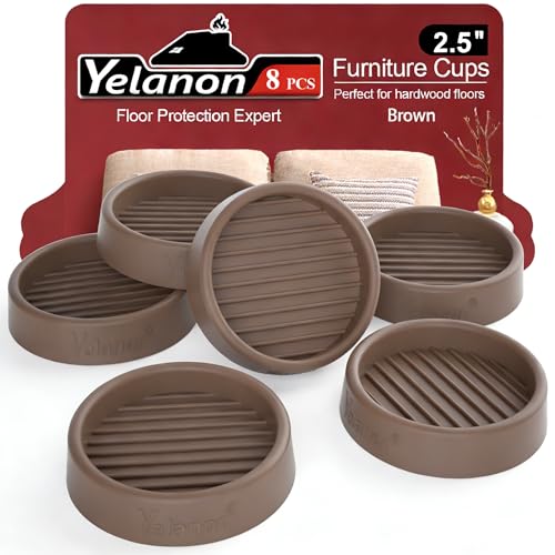 Yelanon 8pcs 2.5" Non Slip Furniture Pads for Hardwood Floors - Anti-Skid Grippers Rubber Feet Floor Protectors Stoppers to Prevent Sliding (Brown) - color: 8pcs2.5"round Brown