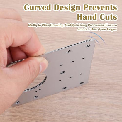 20PCS Upgraded Cabinet Hinge Repair Plate Kit, Durable Door Hinge Mounting Plate Stainless Steel, Large Cabinet Fix Board with Screws for Kitchen Cabinet, Cupboard Doors and Furniture
