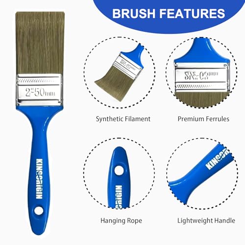 King Origin Versatile Paint Brush Set, 3 Pack, 2 Inch Paint Brushes, Small Paint Brushes for Walls, Furniture, Crafts - Detailed Painting & Larger Surface Coverage - color: 3 Pack, 2 Inch