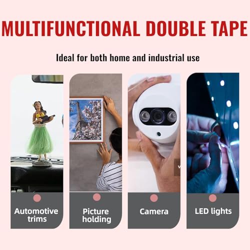 Double Sided Tape Heavy Duty, Adhesive Mounting Tape, 1 in x 15.5 ft, Waterproof Foam Tape for Indoor, Outdoor, Automotive Trim, Garage, LED Strip Lights, Home Decor