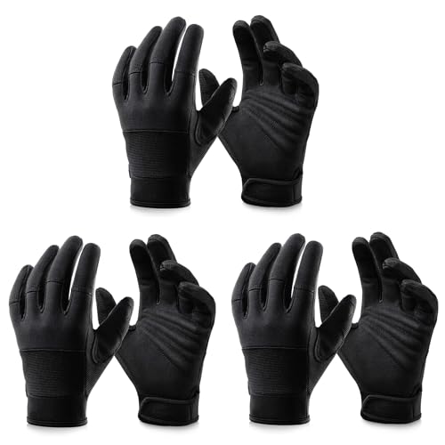 OZERO Work Gloves for Men Women: Mechanic Glove Touchscreen Firm Grip Dexterity Light Duty Gloves for Gardening Construction - size: Small, style: Pack of 3