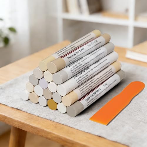 Wood Filler Sticks,20 Colors Wood Furniture Repair Kit, Scuffs, Cracks, Stains and Holes,Furniture Touch Up Markers for Touch Up Furniture, Floors, Cabinets, Tables, and Doors(Light Color Series) - color: Light Color Series