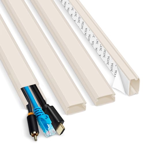 62.8in Cable Cover Wall, Beige Wire Cover for Wall, Paintable Cord Cover Wall Kit, Cord Hiders for TV on Wall, Hide Cords Wall Mounted TV - Cord Concealer Cable Channel 4xL15.7in W0.98in H0.5in - color: Beige, size: W 0.98in X H 0.5in X L 62.8in