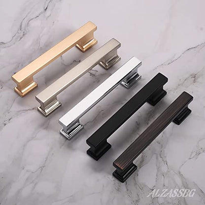 Alzassbg 10 Pack Brushed Brass Cabinet Pulls, 3-3/4 Inch(96mm) Hole Centers Gold Kitchen Cabinet Handles for Cabinets and Drawers AL3061BB - color: Brushed Brass, size: 3-3/4" Hole Center