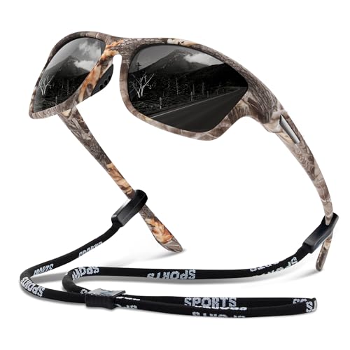 suoso Polarized Sports Sunglasses for Men: UV400 Protection Glasses Wrap Around Goggles for Driving Fishing - color: B16-brown Grey