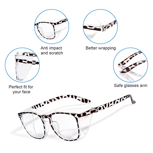 Stylish Safety Glasses Goggles for Women Girls Anti-fog Glasses Protective Eyewear Clear Glasses - color: 1 Pack: Tortoise