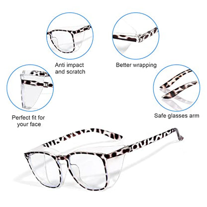 Stylish Safety Glasses Goggles for Women Girls Anti-fog Glasses Protective Eyewear Clear Glasses - color: 1 Pack: Tortoise