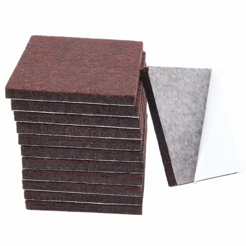 12Pcs Square Felt Furniture Pads, 1 inch x 1 inch Self Adhesive Cuttable Anti Scratch Floor Protectors for Furniture Legs Hardwood Floor, Brown, 25mm - size: 12Pcs 1 inch x 1 inch