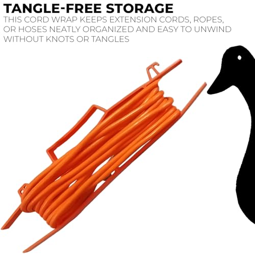 17.5" Plastic Cord Wrap Organizer – 4 Pack Orange Cable Organizer with Handle for Extension Cords, Ropes & Hoses