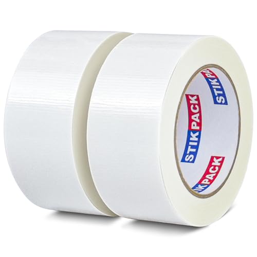 2 Pack Duct Tape Heavy Duty, White Tape 2 Inches x 30 Yards, 8.27 mil, Strong Industrial Strength, Flexible, No Residue, Waterproof and Tear by Hand, Multi-Use for Indoor & Outdoor Repairs - color: White